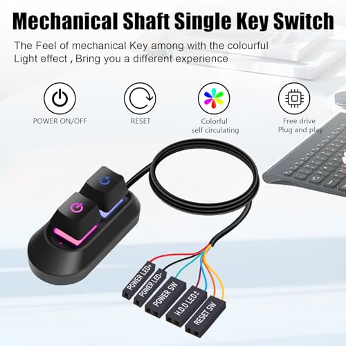 Desktop Computer Power Switch,AZMXDVP External Remote Start PC Motherboard Power On Off Reset Switch Button Extension Cable-M30 - Görsel 6