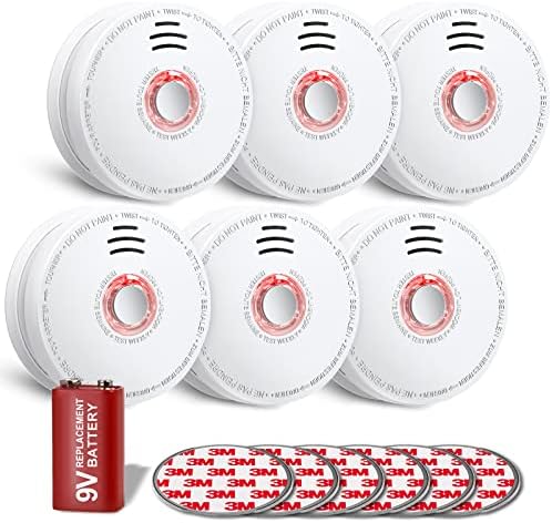 SITERWELL Smoke Detector Fire Alarm with Magnetic Fastening Kit and Built-in Battery, Fire Safety with Photoelectric Technology for Home Bedroom and Babyroom, UL Listed, GS528A, 6 Packs - Görsel 1