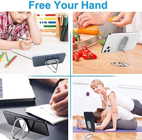 CLZWiiN Phone Ring Holder Finger Kickstand, Foldable 360° Rotation Cellphone Grip for Desk, Office Desktop, Cell Phone Stand Compatible with iPhone iPad Smartphones Tablets (with Magnetic Car Mount) - Görsel 5