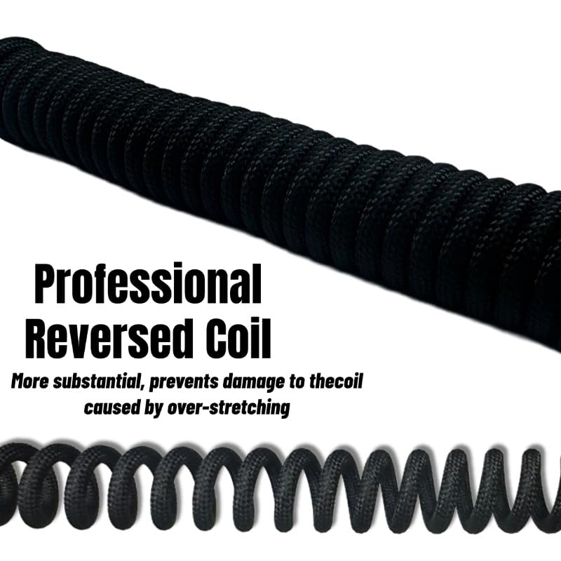 USB C Coiled Keyboard Cable - Gaming Keyboard Coil Cord ,Custom Type Braided Mechanical Keyboard Cable With Detachable Metal Aviator Wire, 1.5M USB-C to USB-A, Computer Decoration Keyboard Wire Black - Görsel 2