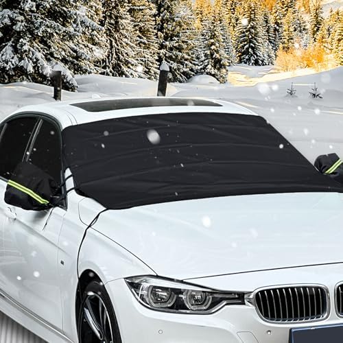 Zhufas Ön cam örtüsü, kış, ön cam örtüsü, kış, araba ön cam örtüsü, kış için araç camı örtüsü, kış, don, UV güneş toz, otomobil, SUV için (190 x 107 cm) - Görsel 1
