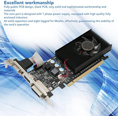Gaming Graphics Card, 1GB GDDR3 64 Bit PC Gaming Graphics Card, PCI Express 2.0 Computer Video Graphics Card DVI VGA for Desktop Computer Gpu - Görsel 3