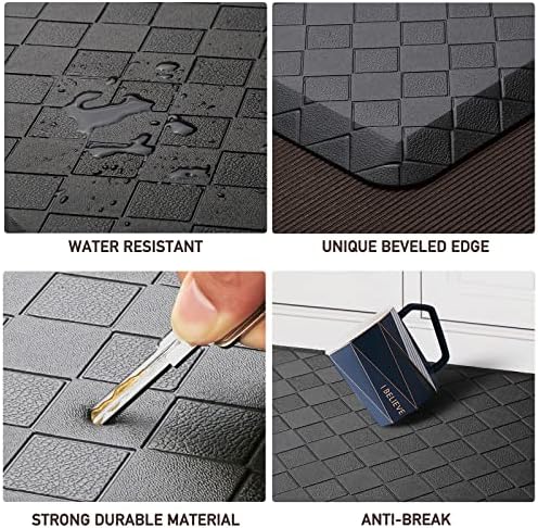 HappyTrends Floor Mat Cushioned Anti-Fatigue ,17.3"x28",Thick Waterproof Non-Slip Mats and Rugs Heavy Duty Ergonomic Comfort Rug for Kitchen,Floor,Office,Sink,Laundry,Black - Görsel 3