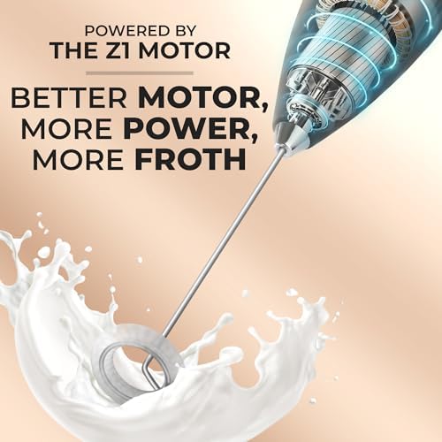 Zulay Kitchen Milk Frother Wand Drink Mixer - Durable Handheld Milk Frother Electric Whisk - Easy-Clean Milk Frother Wand & Mini Blender - Electric Coffee Frother for Frappe, Matcha - Jet Black - Görsel 3