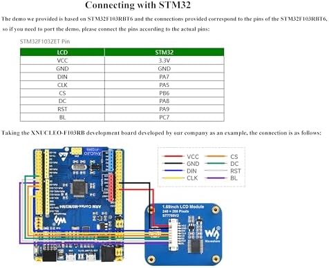 waveshare 1.69inch LCD Display Module, 240x280 IPS Screen, 262K RGB Display Colors, SPI Interface,Embedded ST7789V2 driver chip, Using SPI Interface, Compatible with Arduino,Raspberry Pi, STM32, etc. - Görsel 7
