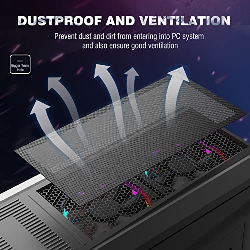 MoKo 400x300mm DIY PC Case Dust Mesh Filter, [2 Pack] PVC Dustproof Magnetic Dust Filter Cover, PC Mesh Grill with Magnetic Frame Strip Computer Cooler Fan Dust Filter for Computer PC Case, Black - Görsel 2