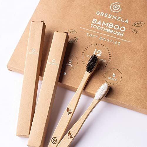 GREENZLA Bamboo Toothbrushes (12 Pack) | BPA Free Soft Bristles Eco-Friendly, Natural Toothbrush Set Biodegradable & Compostable Charcoal Wooden - Görsel 7