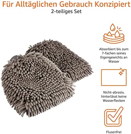 Amazon Basics Deluxe araç yıkama eldiveni, el havlusu, mikrofiber, 2 adet, koyu gri, 30 x 20 cm - Görsel 3