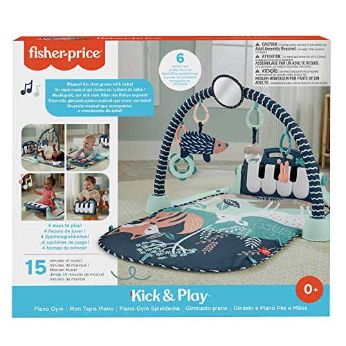 Fisher-Price Baby Playmat Kick & Play Piano Gym with Musical and Sensory Toys for Newborn to Toddler, Navy Fawn - Görsel 6