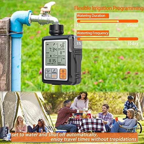CROSOFMI Bewässerungscomputer Wasserzeitschaltuhr Garten Zeitschaltuhr Bewässerung,Großes 3-Zoll-Display Regenverzögerung und Kindersicherung - Görsel 5
