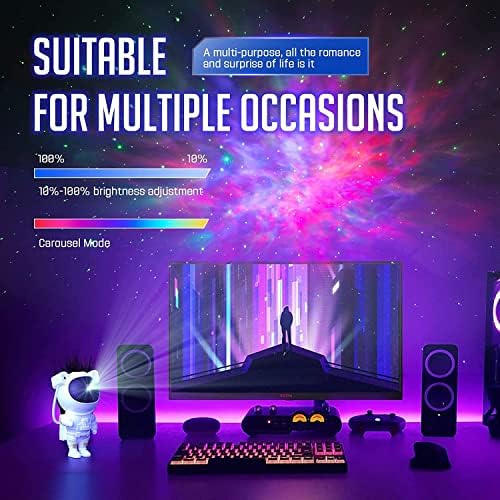 Star Projector Galaxy Night Light - Astronaut Space Projector, Starry Nebula Ceiling LED Lamp with Timer and Remote, Kids Room Decor Aesthetic, Gifts for Christmas, Birthdays, Valentine's Day - Görsel 4