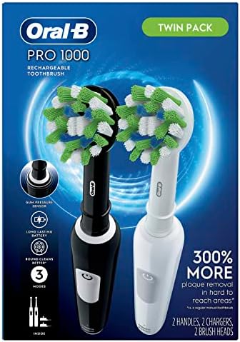 Oral-B Pro 1000 CrossAction Electric Toothbrush, Black and White, 2 Count - Görsel 7