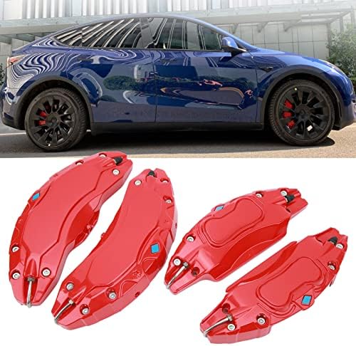 Model Y Sporty Wheel Hub için, 4 Adet Kırmızı, Sarı, Disk Fren Kaliperi Koruyucu Kapak, 40,5 cm / 20 İnç Tekerlek Göbeği, Model Y 2017-2023 (Kırmızı) - Görsel 6