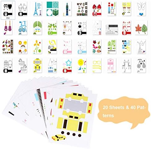 20 Sheets 3D Printer Drawing Molds Paper Stencils for 3D Printing Pen, 40 Patterns and a Clear Plate Set - Görsel 2