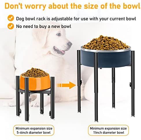 Adjustable Elevated Dog Bowl Stand，Fits 6-11inches Bowls,4 Height Adjustments. Holder for Raised Food Water Feeder，for Large, Medium and Small Dogs - Görsel 4