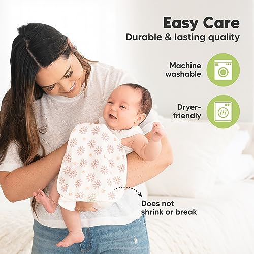 5-Pack Muslin Burp Cloths for Baby Boys and Girls - Organic Baby Burp Cloth, Bamboo Viscose Cotton Baby Washcloths, Burp Rags, Large Neutral Burp Clothes for Newborn (Petals) - Görsel 6