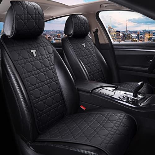Menifomory Schwarze Leder-Sitzbezüge, Universal-Sitzbezüge, 2/3 bezogen, 11 Stück, für Auto, LKW, Van, SUV (C-Schwarz) - Görsel 1