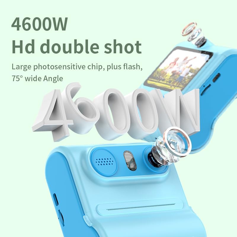 Instant Print Camera for Kids, 1080P HD Instant Print Photo, Christmas Birthday Gifts Girls Boys Age 3-12, Portable Toy 3 4 5 6 7 8 9 10 Year Old Girl with 3 Rolls Photo Paper (Blue) - Görsel 5