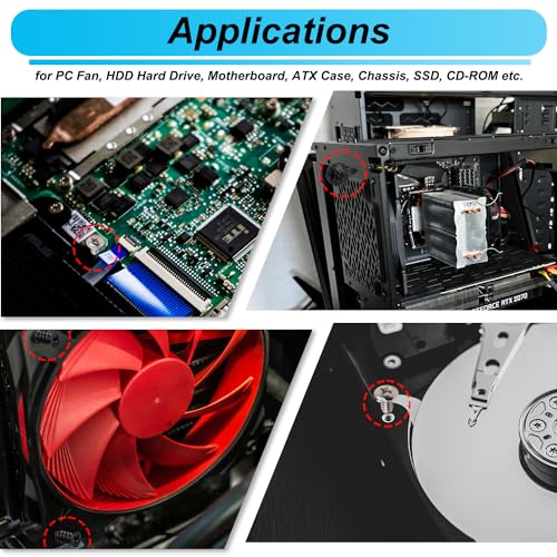 502PCS Computer Screws Assortment Kit, Motherboard Standoffs Screws PC Screws for PC Fan, PC Case, HDD Hard Drive, Laptop, SSD, CD-ROM, Used for DIY Installation & Repair of Computer Parts - Görsel 6