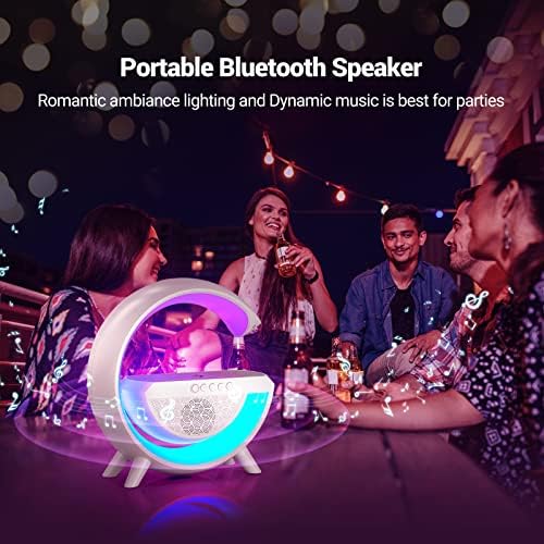 OTeedo LED Wireless Charging Atmosphere Lamp for Bedroom Bluetooth Speaker Night Light for Living Room G Type Ambient Lighting Bedside Table Lamps with 15W Wireless Charger Speaker Christmas Gift - Görsel 3