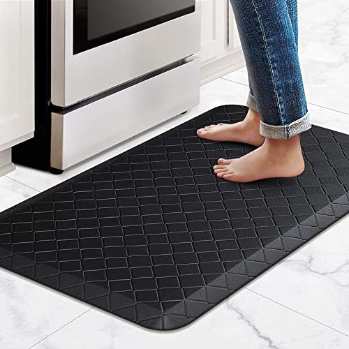 HappyTrends Floor Mat Cushioned Anti-Fatigue ,17.3"x28",Thick Waterproof Non-Slip Mats and Rugs Heavy Duty Ergonomic Comfort Rug for Kitchen,Floor,Office,Sink,Laundry,Black - Görsel 1