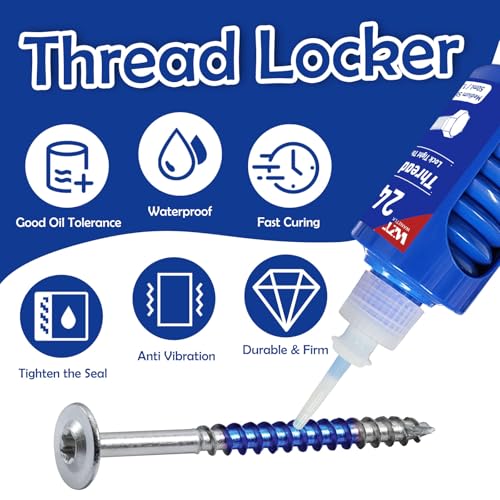 Thread Lock Bule, 243 Medium Strength Lock Tight Threadlocker Anti-Rust&Loosening, Lock Tight for Gap Filling and Tighten Bolts Nuts Fasteners 50ml Round Bottle - Görsel 3