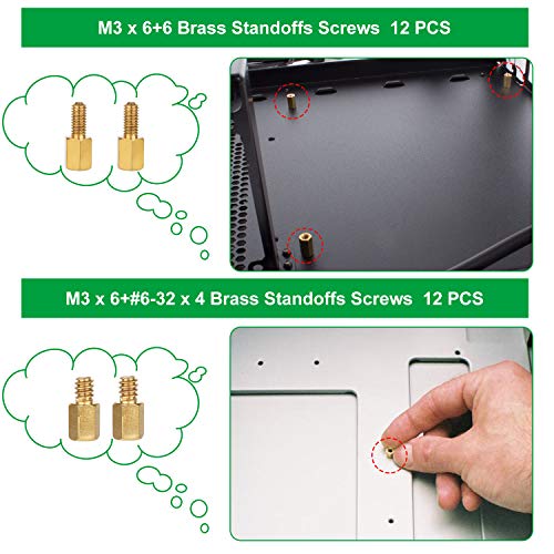 510 Pcs Computer Screw Set, PC Case Motherboard Standoffs Screws #6-32 Male to M3 Female Standoffs Sets for Personal Computer Screw Standoffs Set Kit for PC Case Motherboard HDD SSD CD-ROM Hard Drive - Görsel 4