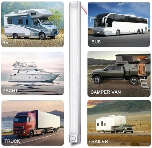 Intckwan 12 V LED lamba, karavan, 168 LED, 6000 K LED iç aydınlatma çubuğu, şalterli LED iç aydınlatma çubuğu, otomobil, minibüs, karavan, tekne, karavan, mutfak, banyo, bar, kamyon, traktör için (2 - Görsel 6