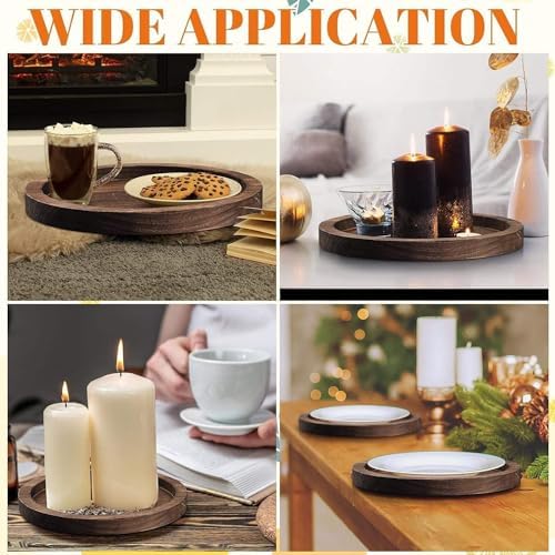 Round Wooden Serving Tray for Decor, 11" Kitchen Table Centerpieces Decor Decorative Tray, Farmhouse Dining Table Centerpiece Tray, Kitchen&Home Decor Accessories for Table - Görsel 7