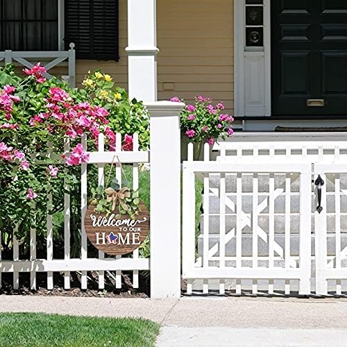 Interchangeable Seasonal Welcome Sign Front Door Decoration, Rustic Round Wood Wreaths Wall Hanging Outdoor, Farmhouse, Porch, for Spring Summer Fall All Seasons Holiday Halloween Christmas. - Görsel 5