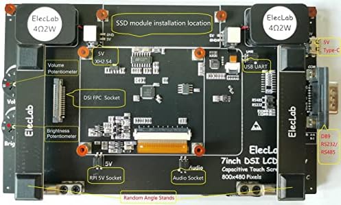 7 Inch 800x480 DSI Touchscreen Monitor Capacitive LCD Display RS232/RS485 Speaker Bracket for RPI 4B 3B+ 3B 3A+ 2B B+ - Görsel 2