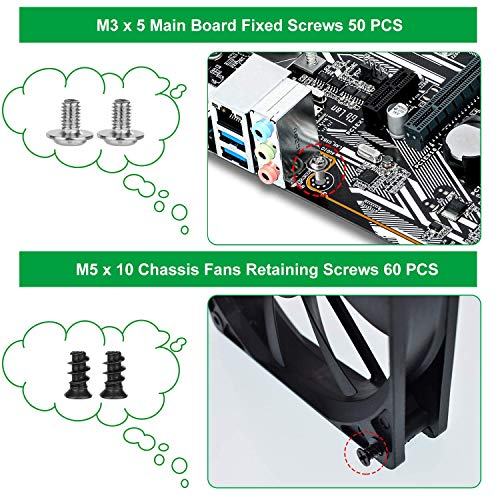 510 Pcs Computer Screw Set, PC Case Motherboard Standoffs Screws #6-32 Male to M3 Female Standoffs Sets for Personal Computer Screw Standoffs Set Kit for PC Case Motherboard HDD SSD CD-ROM Hard Drive - Görsel 6