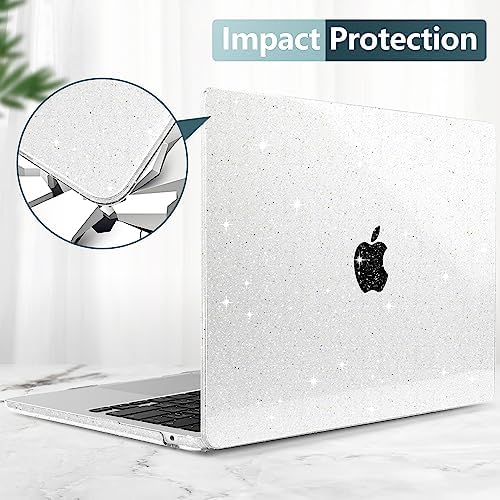 TWOLSKOO Compatible with MacBook Air 15 Inch Case 2023 Release A2941 M2 Chip Liquid Retina Display & Touch ID, Protective Plastic Hard Shell Case Cover with Type C Adapter, Star Clear - Görsel 5