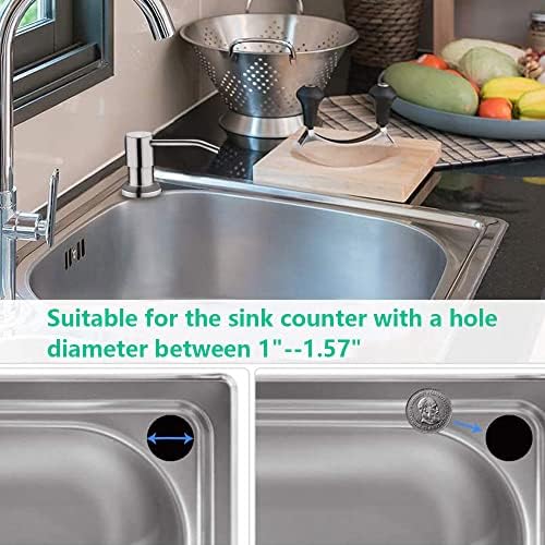 Soap Dispenser for Kitchen Sink, Built in Sink Soap Dispenser (Brushed Nickel), Countertop Soap Dispenser Pump with 47" Extension Tube kit, No Need to Fill Little Bottle Again (Longer Thread Shaft) - Görsel 4