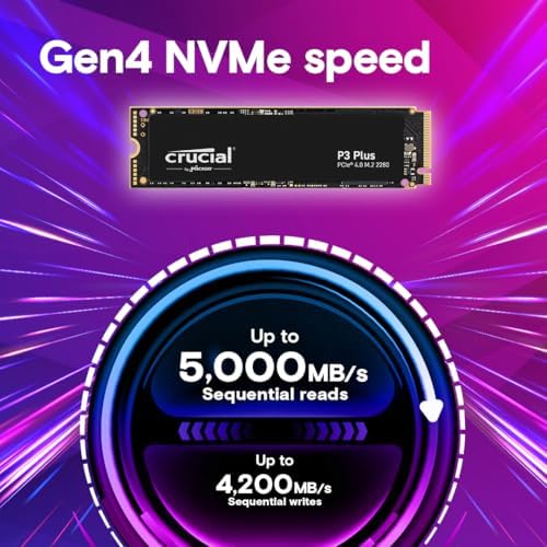 Crucial P3 Plus 4TB PCIe Gen4 3D NAND NVMe M.2 SSD, up to 5000MB/s - CT4000P3PSSD8 - Görsel 2