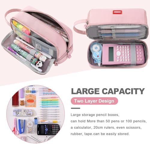 Pencil Case School Supplies Office Supplies Double Layer Large Capacity Pencil Pouch Aesthetic Make Up Bag Multifunction Organizer Box Back to School Supplies for Teen Girls College Students - Görsel 3
