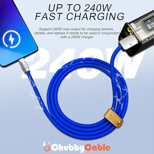chubbycable Chubby 2.0 Fast Charging Cable Durable Soft Silicone USB C Cable 240W Extra Thick Phone Charger Cord Data Transfer Type C Cable, Green, Type-C to Type-C, 6.6 FT - Görsel 3