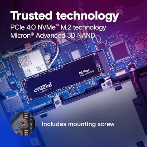 Crucial P3 Plus 4TB PCIe Gen4 3D NAND NVMe M.2 SSD, up to 5000MB/s - CT4000P3PSSD8 - Görsel 4