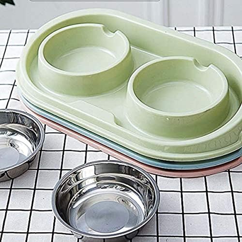 MXCELL Double Dog Cat Food Bowls, Stainless Steel Pet Bowls Dog Water Bowls with No-Spill and Non-Skid PP Station, Food Water Feeder for Cats and Small Dogs - Görsel 5