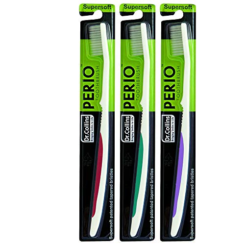 Dr. Collins Perio Toothbrush, (colors vary) 3 Count (Pack of 1) - Görsel 1