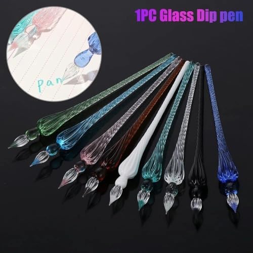2Pcs Blue Glass Dip Pen Vintage Glass Dip Dipping Pen Glass Dip Pen Filling Ink Signature Calligraphy Fountain Pens Art Painting Writing Supplies, Drawing Media - Görsel 4
