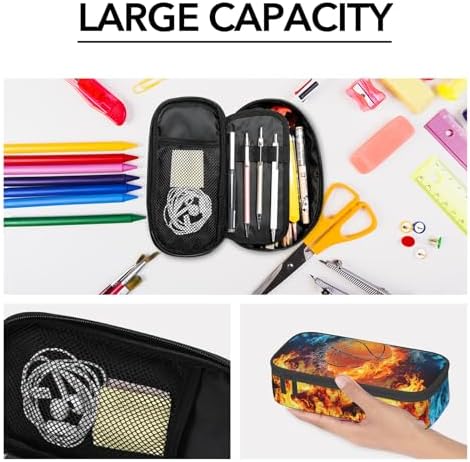 Pencil Case for Boys Girls, Zipper Pen Case Box Pencil Bag Organizer Pen Pencil Pouch for School, Large Pencil Box for Kids Teen (Basketball Orange) - Görsel 5