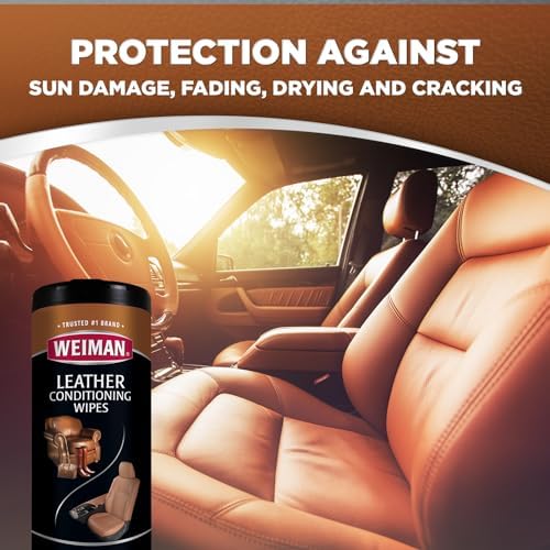 Weiman Leather Cleaner & Conditioner Wipes With UV Protection, Prevent Cracking Or Fading Of Leather Couches, Car Seats, Shoes, Purses - 30 ct - Görsel 6