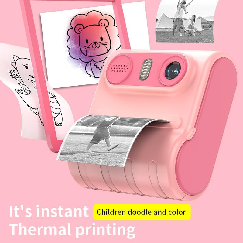 Instant Print Camera for Kids, 1080P HD Instant Print Photo, Christmas Birthday Gifts Girls Boys Age 3-12, Portable Toy 3 4 5 6 7 8 9 10 Year Old Girl with 3 Rolls Photo Paper (Blue) - Görsel 4
