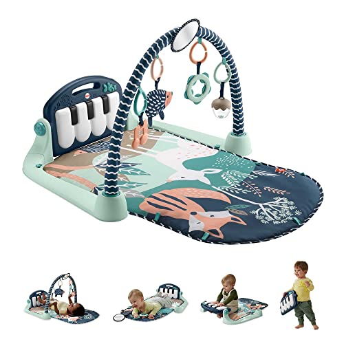 Fisher-Price Baby Playmat Kick & Play Piano Gym with Musical and Sensory Toys for Newborn to Toddler, Navy Fawn - Görsel 1