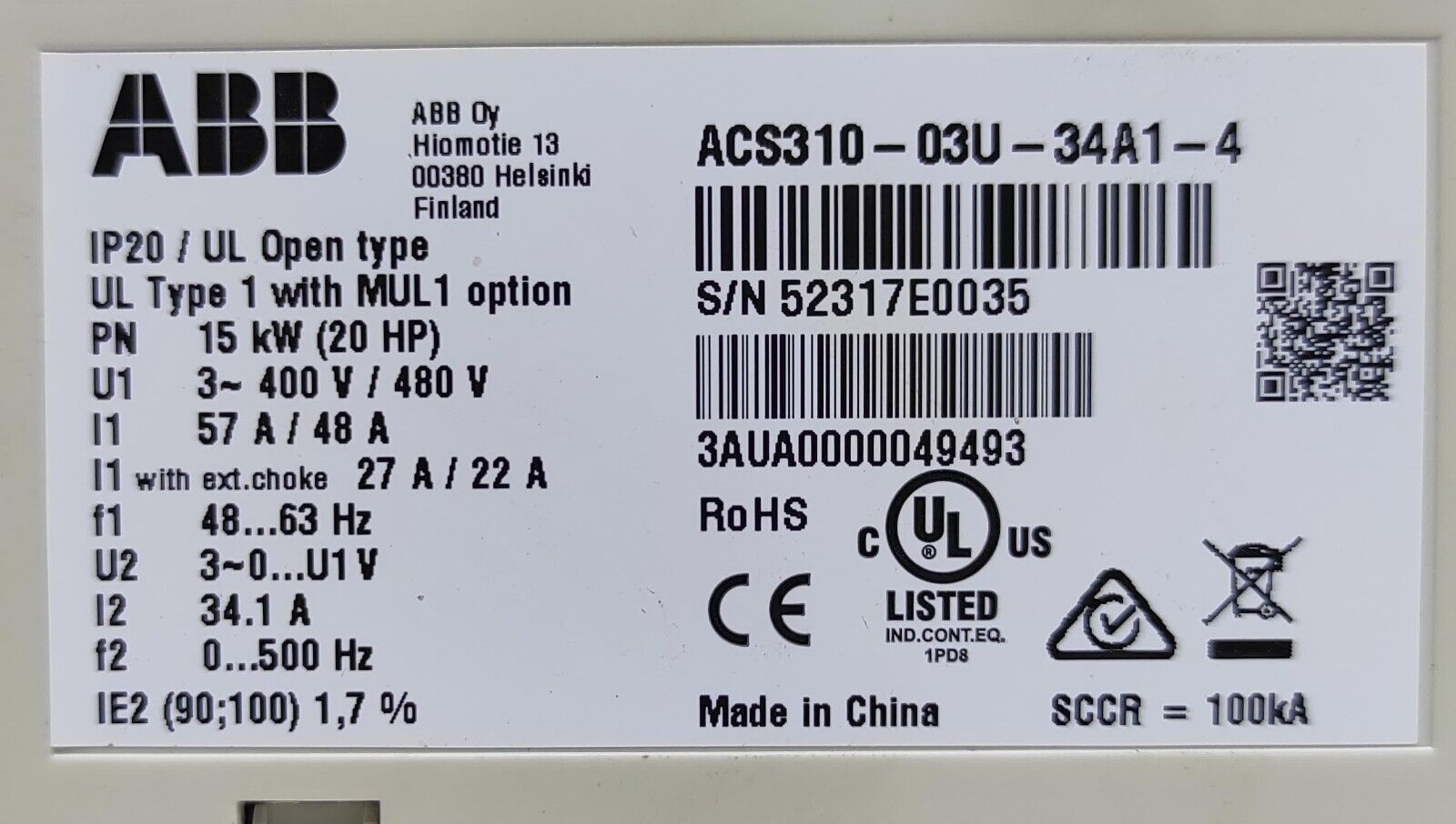 ABB ACS310 FREQUENCY INVERTER | ACS310-03U-34A1-4 - Görsel 6