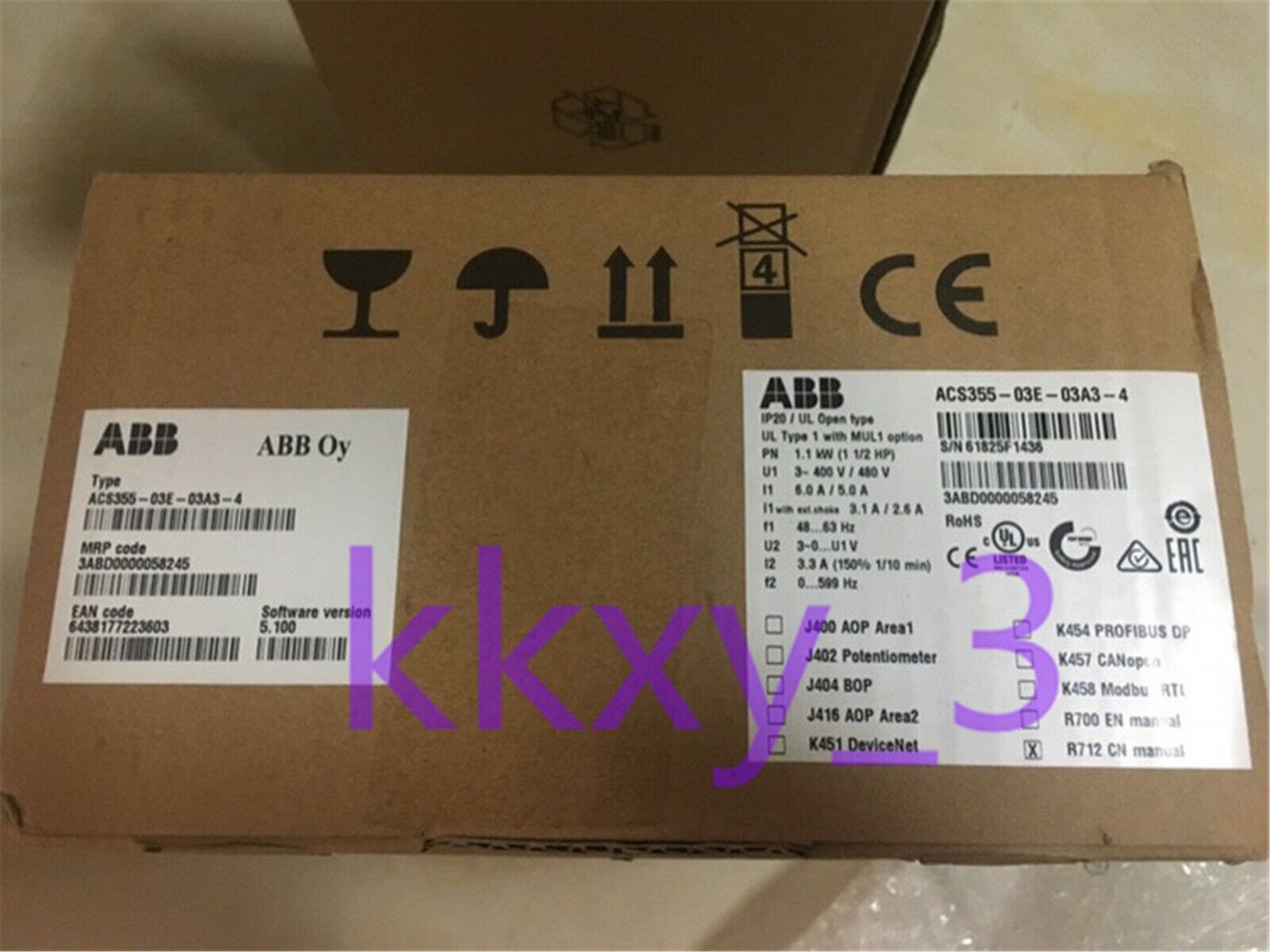 1 PCS NEW IN BOX ABB inverter ACS355-03E-03A3-4 380V 1.1KW - Görsel 1