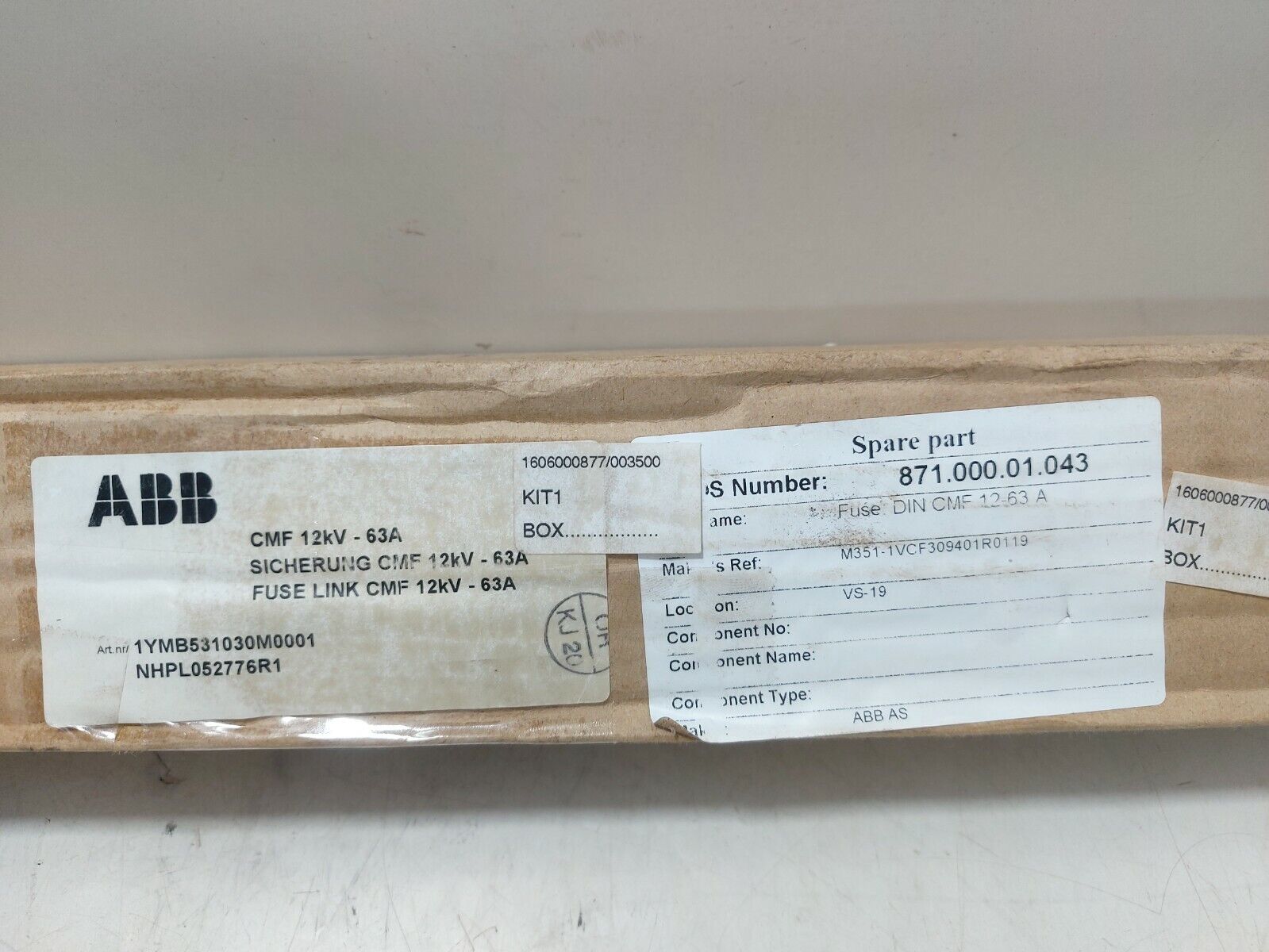 ABB NHPL052776R1 TYPE CMF 12KV 63A FUSE - Görsel 2
