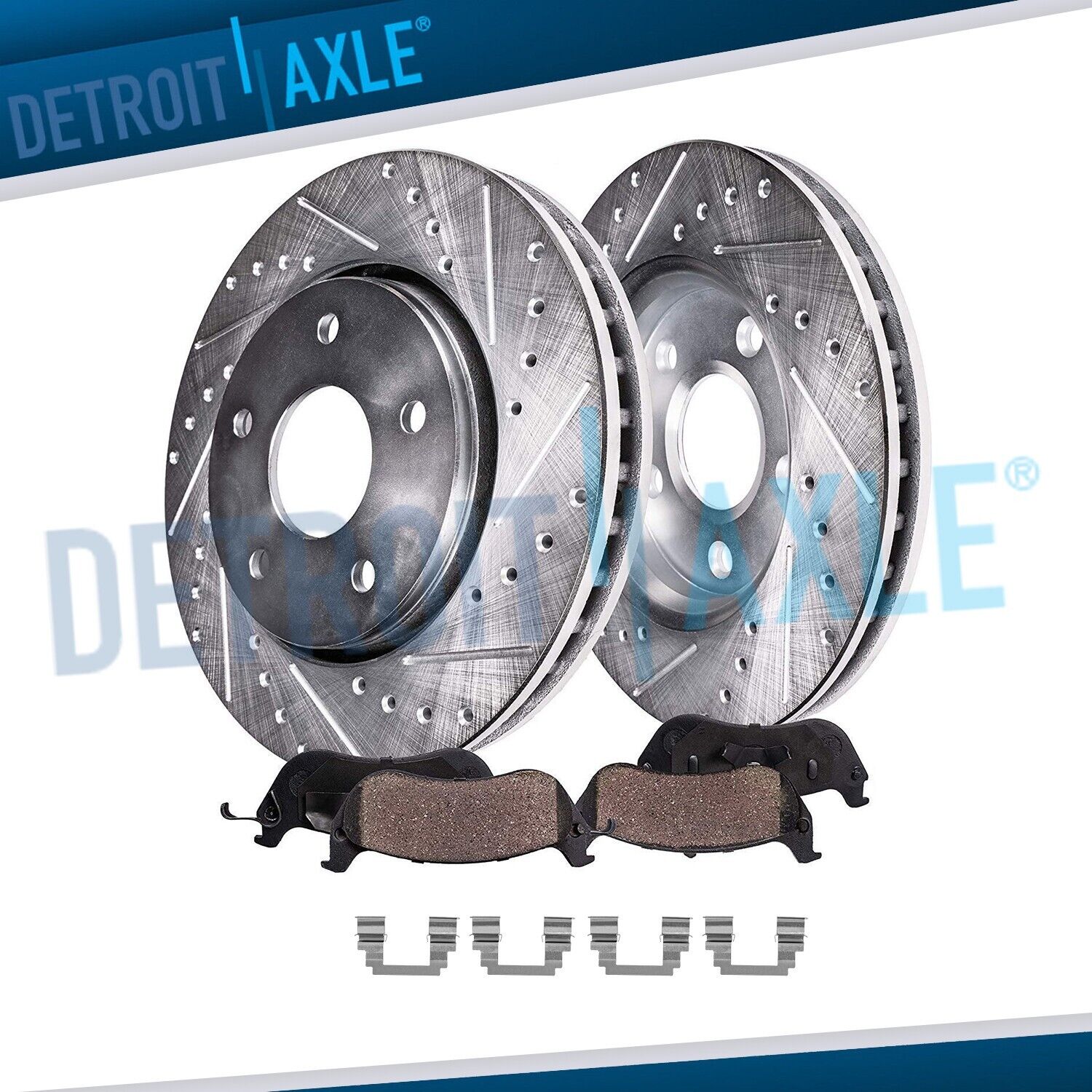 Front Drilled Rotors + Brake Pads for 2003 - 2008 Toyota Corolla Matrix Pontiac