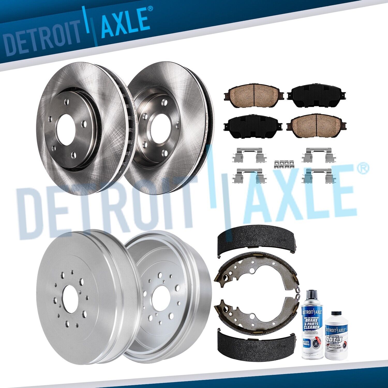 Front Disc Brake Rotors Rear Drums for 2004 2005 2006 - 2010 Toyota Sienna 5 LUG